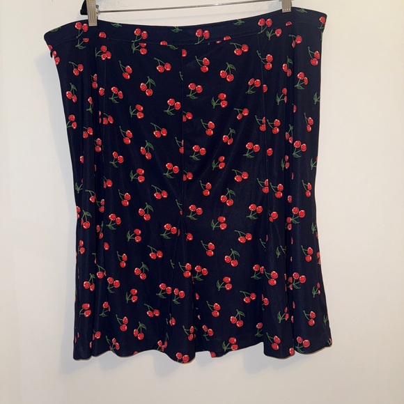 Talbots Woman 22W Cherry Print Flounce Skirt Navy Red Fruit Pattern NWT - Picture 10 of 15